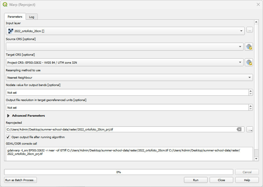 Raster reprojection plugin