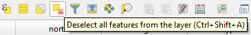 Deselect all features from the layer button