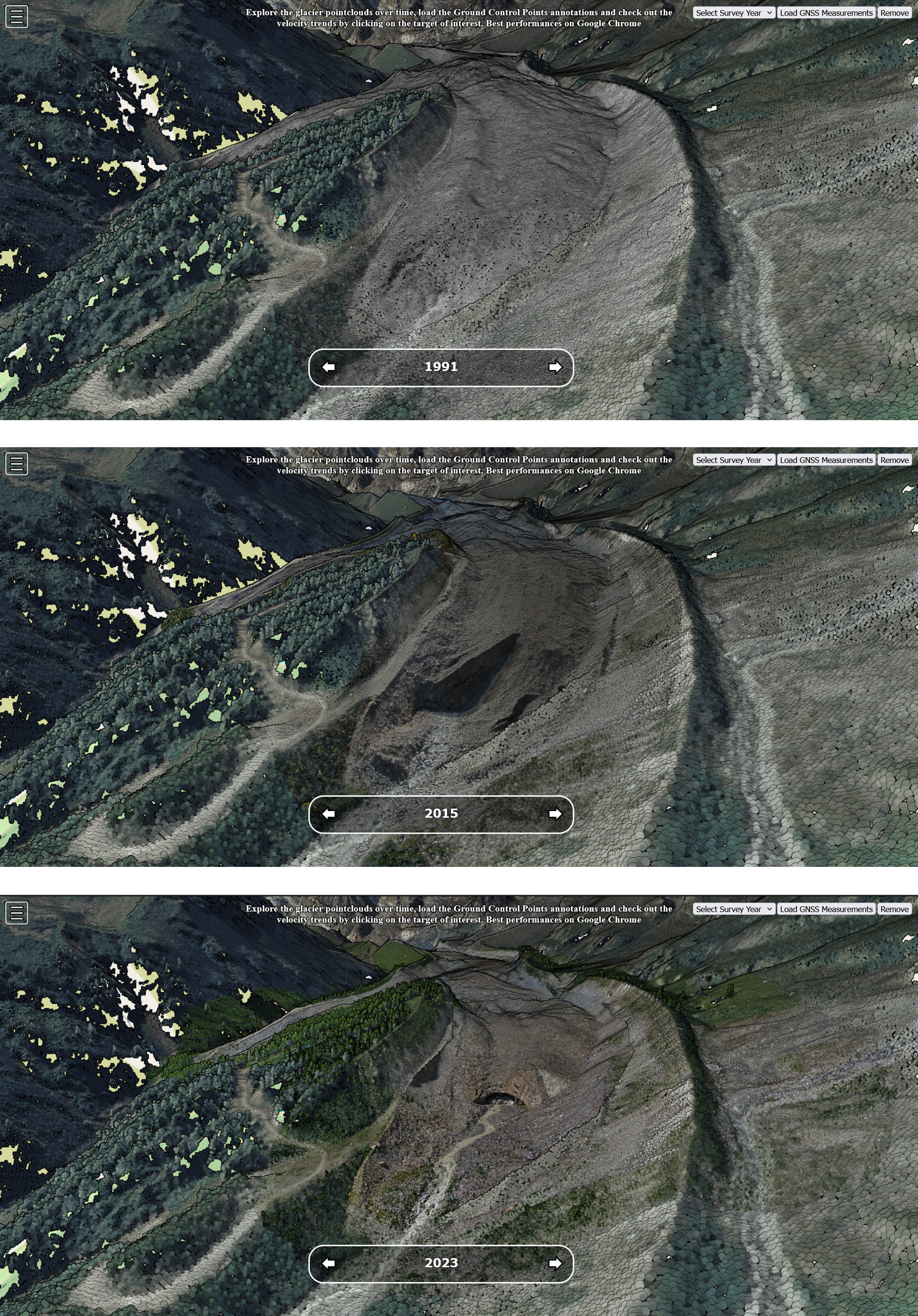 Belvedere Glacier 3D viewer Pointclouds sequence