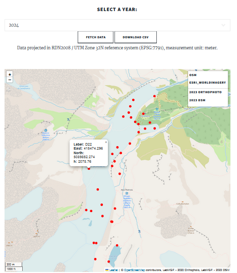 Screenshot of the Belvedere Glacier 2D Map Explorer